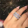 Wedding Rings Ins Top Sell Simple Fashion Jewelry 925 Sterling Sier Cushion Shape White Sapphire Cz Diamond Gem Party Women Wedding Br Dhuw6