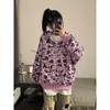Deeptown Gothic Emo Print Oversize Zip Hoodies Women Grunge Streetwear Long Sleeve Tops Female Harajuku Hippie Casual Sweatshirt