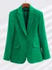 Kombinezony damskie przybycie kobiety formalne blezer czarny zielony fioletowy biuro kraciasta damskie roboty noszenie kurtki żeńskie długi rękaw szczupły płaszcz