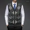 Men's Vests Top Grade 6.5% Wool Casual Classic Sweater Vest 2023 Autumn And Winter Thicken Warm Men Business Fashion Argyle