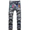 Summer Punk Men's Jeans Tryckt bomullsdetimbyxor Fashion Urban Mid midja Casual Pants For Male Vaqueros de Hombre285V