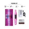 Nail Manicure Set Pink Electric Nail Drills Kit Ta bort Polisher Manicure Pedicure 6st File Sanding Bands Machine Art Pen Device Equipment 230809