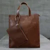 Totes Vinatge Leather Men's Shoulder Bag stora kapacitet Totes Män handväska Fashion Business Portfölj manlig axel Messenger Bag Bolso