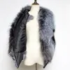Womens Fur Faux Fur Mulheres Natural Real Colete Senhora Quente Suave Fofo Prata Gilet Outerwear Moda Casual Jaquetas de Boa Qualidade 230906
