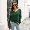 Kadın Sweaters 2023 Sonbahar ve Kış Avrupa tarzı bükülme omuz dışı v yakalı süveter gevşek rahatlık üst moda