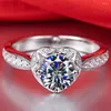 Cluster Rings 14K Au585 White Gold Women Ring Moissanite Diamonds 1 2 3 5 Round Heart Elegant Wedding Party Engagement Anniversary