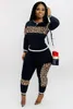 Calças femininas de duas peças Zoctuo Leopard Imprimir Mulheres 2 Calças Quentes Define Outfits Moda Manga Longa Moletom e Jogger SuitsTracksuit