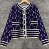 Luxe décontracté femmes tricot Cardigan veste lettre imprimer à manches longues pull manteau col rond tricots hauts