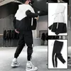 Herrspårar Män Tracksuit Casual Joggers Hooded Sportwear Jackets and Pants 2 Piece Set Hip Hop Running Sports Suit 230907