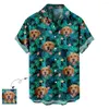 Erkek sıradan gömlekler özel aloha gömlek tropikal çiçek hawaii ile yüz kişiselleştirilmiş Parner's Po erkek plaj çiçek premi
