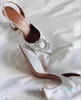 Silk Satin Pointy Toe Rhinestone Crystal High Heels Shoes Slip On Women Wedding Pumps Sandal