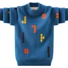 Pullover Children s tröja vinterpojkens kläder o nackstickning barnkläder håller varma 230906