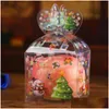 Cadeau de Noël Même Clear Box Noël Imprimé Bonhomme de neige Elk Santa Tree Treats Bonbons Bonbons Apple Boîtes Faveurs Drop Livraison Accueil Garde Dh9Vw