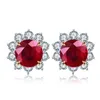 Stud Earrings Natural Treatment Ruby 2023 18K Gold 3.356ct 7 7mm Red Round Rose Cut Fashion Style Jewelry