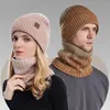 Berets Chapéu Masculino Inverno Malha Plus Veludo Espessado Cachecol Outono e Pulôver Senhoras Ciclismo À Prova de Frio Quente Lã