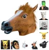 Maschere per feste Maschera di Halloween Ballo Cosplay Maschera in lattice con testa di cavallo Set di teste di animali Maschera di cavallo Cane Cavallo Jun Maschera di cavallo x0907