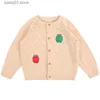 Pullover Bebe Store Bebe Store Bebe Brand (i lager) 2022 Spring Children's Apple Flower Openwork Sticked Cardigan T230907