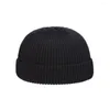 Bérets Couleur Unie Melon Chapeau Hip Hop Bonnet Hommes Docker Cap Tricoté Sans Brim Femmes Skullcap Style Coréen Bonnet Chapeaux