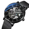 Montres-bracelets de luxe S Mesh Band Mens Montre Lumineux Mains Mécanique Tourbillon Tendance TRSOYE 8389 Reloj Hombre