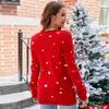 Pulls pour femmes Lilijasmi Père Noël Pull Pull O-Cou Automne Hiver Lettre Broderie Cadeau De Noël Cadeau Rouge