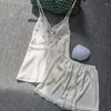Kobietowa odzież snu Summer Kobieta Piżama Zestaw Seksowne patchwork koronkowy pasek
