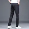 Men's Pants Classic Summer Men Thin Slim-Fit Casual Business Fashion Solid Stretch Trousers Male Dark Gray Blue Black