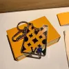 Designer Monogrammed Card Holder Keychain Fashion Card Holder Charm Car Chain Charms Brown Flower Mini Bag Trinkets Gift Accessories With Box