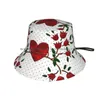 Basker holländska hjärta beanies stickad hatt folk konst vintage hjärtan blommor blommor polka prickar valentiner brimlös stickad skalle