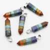 Pendant Necklaces Natural Stone Seven Chakra Pillar Hexagon Column Necklace Healing Charms Fashion Jewelry Accessories Gift Wholesale 4Pcs