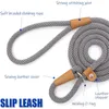 Dog Collars Leashes Collar Leash Sliprope Lead頑丈な編組調整可能ループトレーニング中程度の大きな犬230906