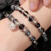 Strand Natuursteen Paar Armband Obsidiaan Zwarte Onyx Lava Armbanden Handgemaakte Mannen Vrouwen Yoga Hand Sieraden Polsbandje