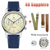 Armbandsur SeaKoss Chronograph Men's Mechanical Watches 40mm 1963 Seagull Manual Winding Movement Silicone Sapphire St1901