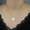 Łańcuchy 925 Sterling Srebrny Naszyjnik wisiorek Big Heart dla kobiet Lady Girl Mirco Pave B lśniąca CZ Prezent biżuterii z regulowanym łańcuchem linków