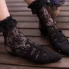 Femmes chaussettes filles rétro en dentelle florale transparente cheville avec des bas de princesse à volants
