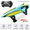 ElectricRC -båtar 30 kmh RC High Speed ​​Racing Boat Speedboat Remote Control Ship Water Game Barn Toys Children Birthday Present 230906