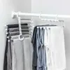 Cabide de roupas portátil multifuncional calças rack aço inoxidável titular roupas organizador haste armazenamento white299d