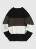 Men's Sweaters Sweater Raglan pria lengan warna blok Chunky kasual leher O musim gugur dingin Streetwear hangat Pullover masculino 230907