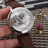 Wristwatches Luxury Mens Automatic Mechanical Watch Stainless Steel Rose Gold Black Leather Sapphire Tourbillion