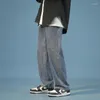 Jeans da uomo streetwear jeans strappati pantaloni larghi in denim per uomo pantaloni dritti moda casual a gamba larga blu nero L22