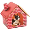 kennels pens Household Portable Brick Wall Style Pet Dog House Warm and Cozy Cat Bed 230907