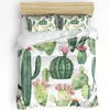 Комплекты постельного белья с зеленым растением кактусом в акварельном стиле, комплект из 3 предметов для спальни, двуспальная кровать, домашний текстиль, пододеяльник, пододеяльник, наволочка