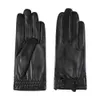 Gants à cinq doigts de haute qualité automne hiver 100% gants en cuir de mouton véritable hommes mitaines de conduite écran tactile chaud mâle coupe-vent S2197 230906