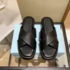 Leren sandalen designer damesslippers met dikke zolen, kruis ademende biscuitsandalen, rubberen dikke zolen