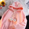 Felpe con cappuccio da donna 2023 Autunno Felpa carina Cartone animato Kawaii Orecchie da orso Felpa con cappuccio Pullover Felpe Coreano Casual Allentato Harajuku Outwear