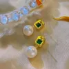 Boucles d'oreilles créoles en argent Sterling S925, perle galvanoplastie, or Noble émeraude pour femmes, vente en gros
