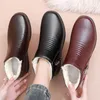 Botas de Mujer de cuero de invierno Vintage cabeza redonda antideslizante zapatos de Plataforma ligeros cómodos zapatos planos para caminar Botas Plataforma Mujer