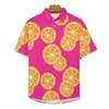 Casual overhemden voor heren Sinaasappelen Plakjes Fruit Print Vakantieoverhemd Hawaiiaanse streetwear blouses Heren Grote maten