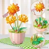 Blocos Suculentas Planta Vaso Blocos de Construção Conjunto Lily Dandelion Rose Flower Bouquet Tijolo Educação Brinquedos para Meninas Presente de Natal R230907