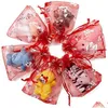 Storage Bags 100Pcs/Lot Organza With Dstring For Rings Earrings Bag Wedding Baby Shower Birthday Christmas Gift Package Drop Deliver Otily