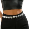 أحزمة Hip Hop Weist Belt Modern Rinved Heart Link for Street Dance Music Festival Jeans Dress Body Jewelry Prosesatile